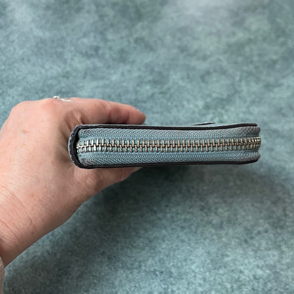 Coach Grey Blue Leather Wallet As Is - Picture 4 of 9